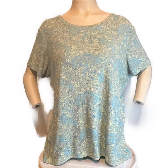 ST JOHNS BAY SHORT SLEEVE PAISLEY DESGIN TEE NWOT SIZE XL - Picture 1 of 4